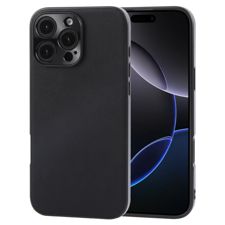 For iPhone 16 Pro GEBEI Plain Leather TPU Hybrid PU Phone Case(Black) by GEBEI
