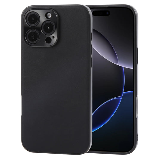 For iPhone 16 Pro GEBEI Plain Leather TPU Hybrid PU Phone Case(Black) by GEBEI