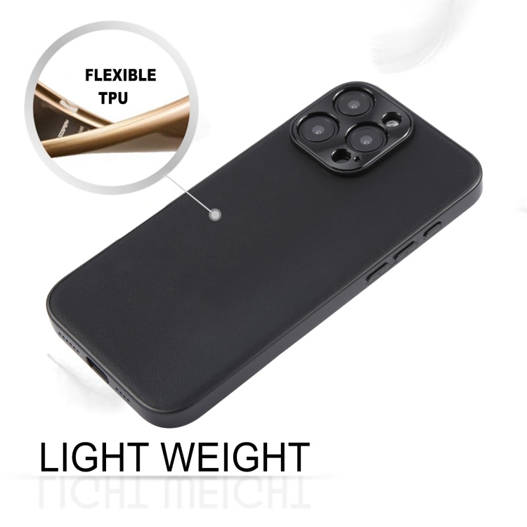 For iPhone 16 Pro GEBEI Plain Leather TPU Hybrid PU Phone Case(Black) by GEBEI