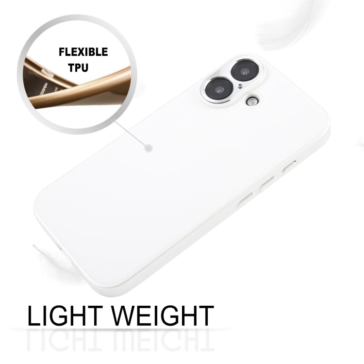 For iPhone 16 GEBEI Plain Leather TPU Hybrid PU Phone Case(White) by GEBEI