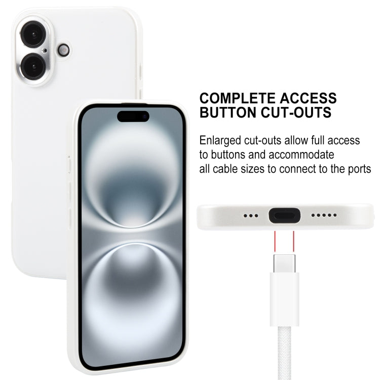 For iPhone 16 GEBEI Plain Leather TPU Hybrid PU Phone Case(White) by GEBEI