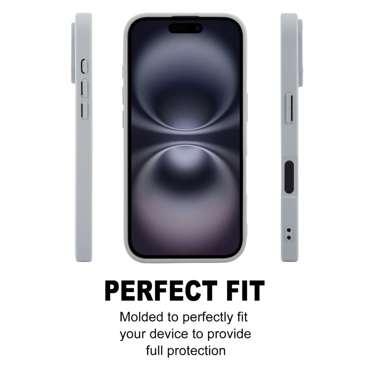 For iPhone 16 GEBEI Plain Leather TPU Hybrid PU Phone Case(Grey) by GEBEI