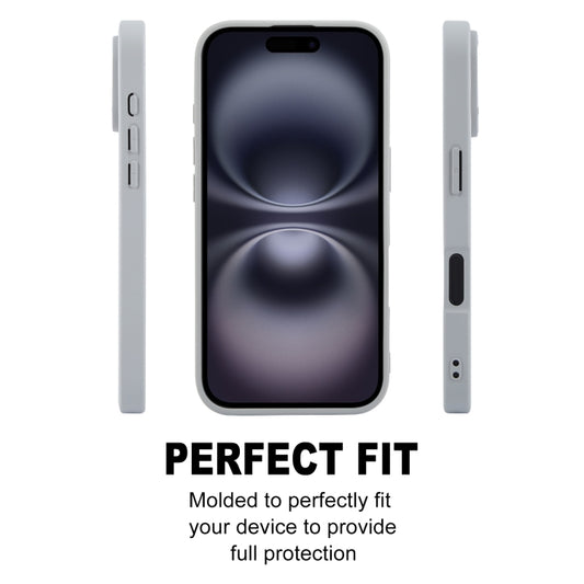 For iPhone 16 GEBEI Plain Leather TPU Hybrid PU Phone Case(Grey) by GEBEI