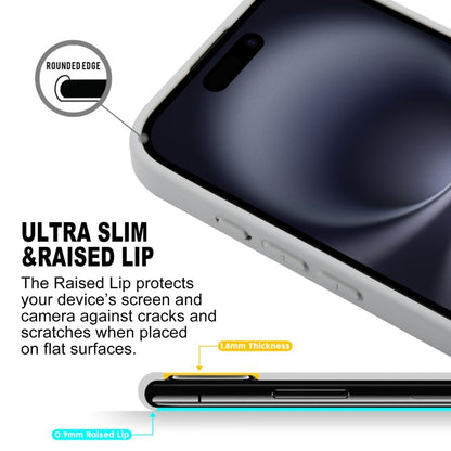 For iPhone 16 GEBEI Plain Leather TPU Hybrid PU Phone Case(Grey) by GEBEI