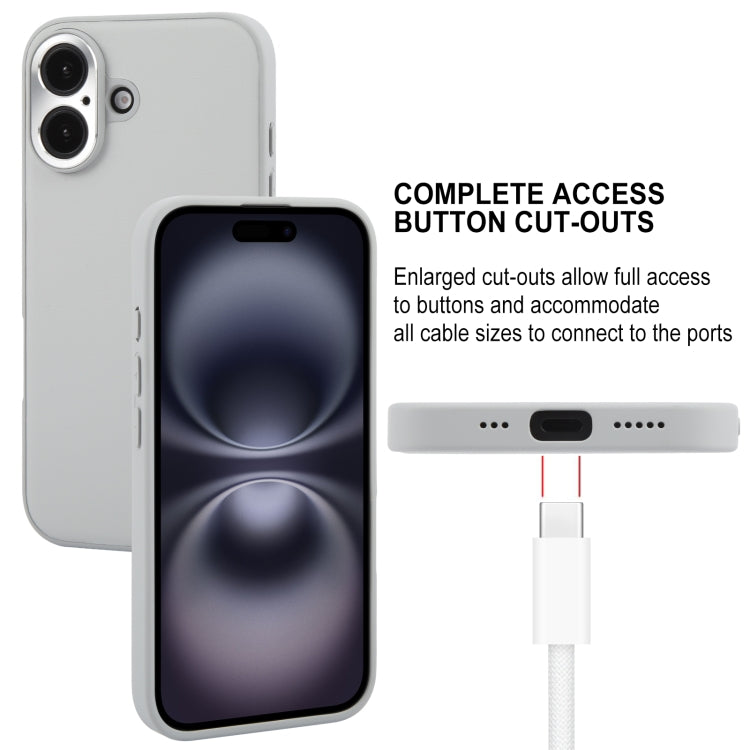 For iPhone 16 GEBEI Plain Leather TPU Hybrid PU Phone Case(Grey) by GEBEI