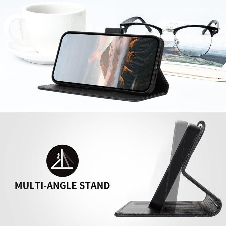 For iPhone 16e Triangle Pattern Buckle Clasp Leather Phone Case(Black) by bashfashion