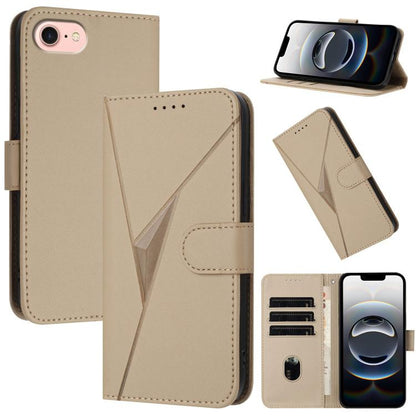 For iPhone 16e Triangle Pattern Buckle Clasp Leather Phone Case(Gold) by bashfashion