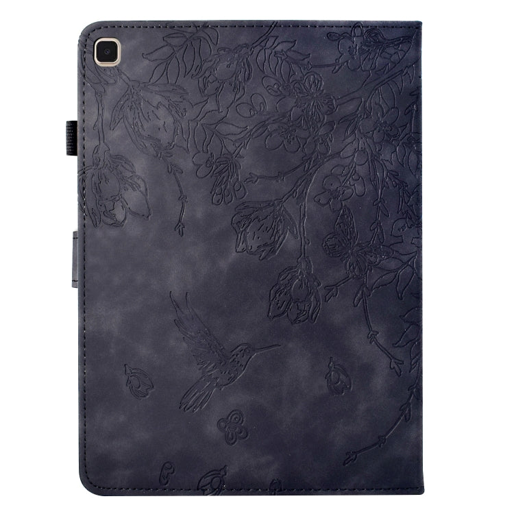 For iPad 10.2 2021 / 10.5 2019 Flowers and Bird Embossed Smart Leather Tablet Case(Black) by bashfashion