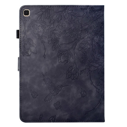 For iPad 10.2 2021 / 10.5 2019 Flowers and Bird Embossed Smart Leather Tablet Case(Black) by bashfashion