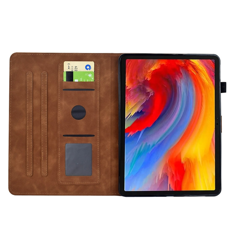 For iPad 2025 / 2022 Flowers and Bird Embossed Smart Leather Tablet Case(Brown) by bashfashion