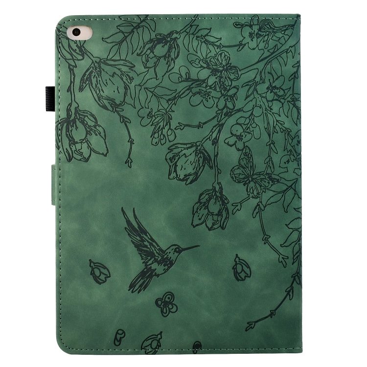 For iPad 9.7 2018 / 2017 Flowers and Bird Embossed Smart Leather Tablet Case(Green) by bashfashion
