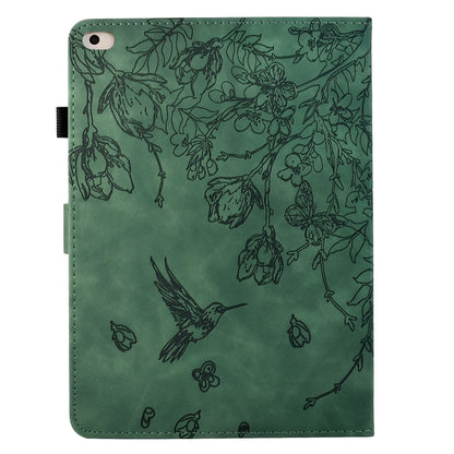 For iPad 9.7 2018 / 2017 Flowers and Bird Embossed Smart Leather Tablet Case(Green) by bashfashion