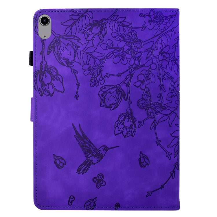 For iPad mini 2024 / mini 6 Flowers and Bird Embossed Smart Leather Tablet Case(Purple) by bashfashion