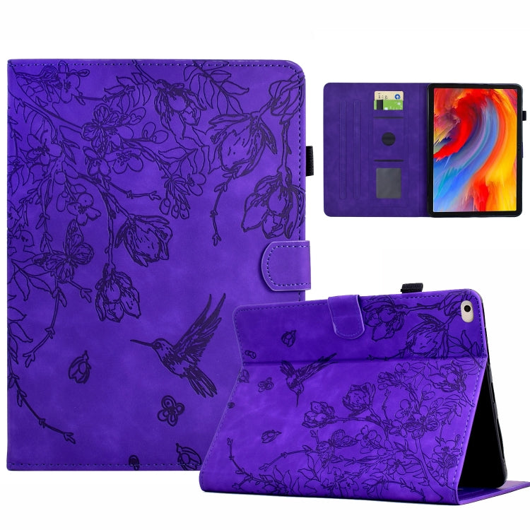 For iPad mini 5 / 4 / 3 / 2 / 1 Flowers and Bird Embossed Smart Leather Tablet Case(Purple) by bashfashion