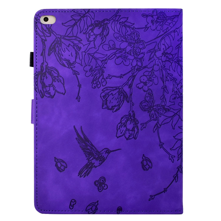 For iPad mini 5 / 4 / 3 / 2 / 1 Flowers and Bird Embossed Smart Leather Tablet Case(Purple) by bashfashion