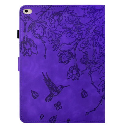 For iPad mini 5 / 4 / 3 / 2 / 1 Flowers and Bird Embossed Smart Leather Tablet Case(Purple) by bashfashion