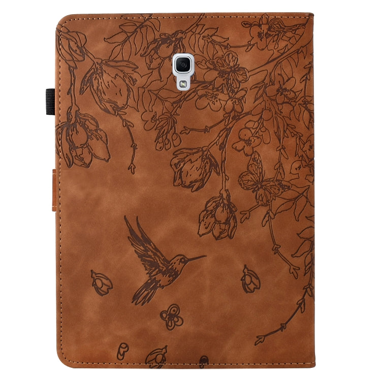 For Samsung Galaxy Tab A 10.5 T590 Flowers and Bird Embossed Smart Leather Tablet Case(Brown) by bashfashion