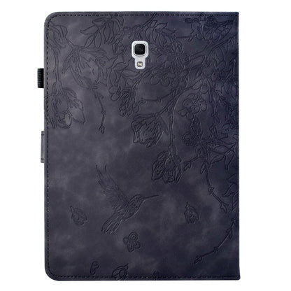 For Samsung Galaxy Tab A 10.5 T590 Flowers and Bird Embossed Smart Leather Tablet Case(Black) by bashfashion