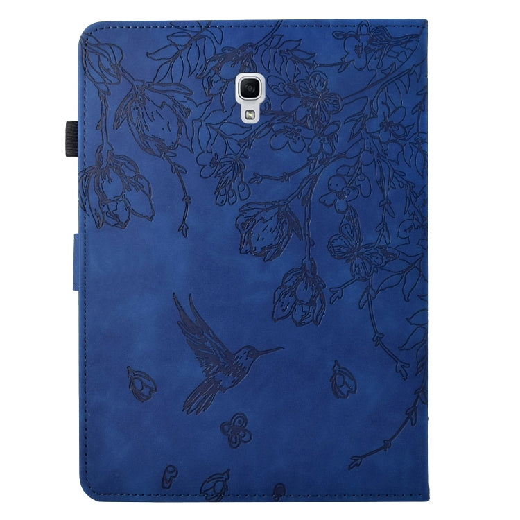 For Samsung Galaxy Tab A 10.5 T590 Flowers and Bird Embossed Smart Leather Tablet Case(Dark Blue) by bashfashion