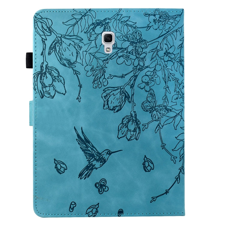 For Samsung Galaxy Tab A 10.5 T590 Flowers and Bird Embossed Smart Leather Tablet Case(Light Blue) by bashfashion
