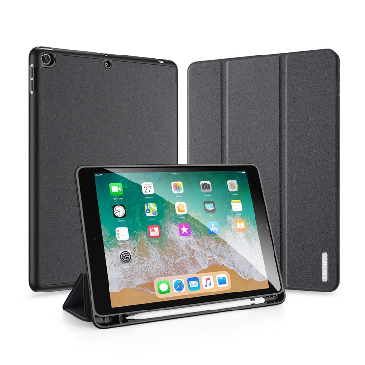 For iPad 9.7 inch(2017)/9.7 inch(2018)/iPad 6 DUX DUCIS Domo Series Horizontal Flip Magnetic PU Leather Case with Three-folding Holder & Pen Slot(Black) by DUX DUCIS