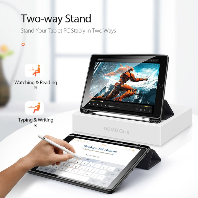 For iPad 9.7 inch(2017)/9.7 inch(2018)/iPad 6 DUX DUCIS Domo Series Horizontal Flip Magnetic PU Leather Case with Three-folding Holder & Pen Slot(Black) by DUX DUCIS