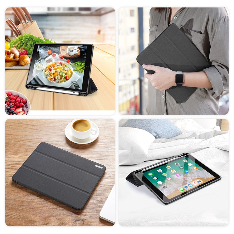 For iPad 9.7 inch(2017)/9.7 inch(2018)/iPad 6 DUX DUCIS Domo Series Horizontal Flip Magnetic PU Leather Case with Three-folding Holder & Pen Slot(Black) by DUX DUCIS