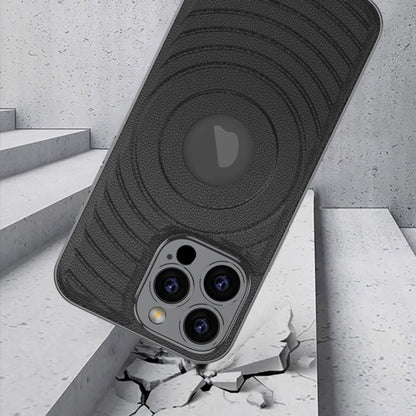 For iPhone 16 Pro GKK Plating Leather Wave MagSafe Phone Case(Titanium Gray) by GKK