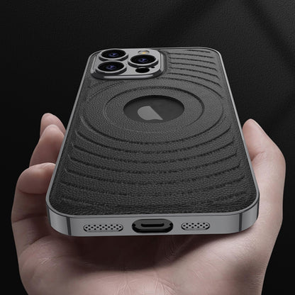 For iPhone 16 Pro Max GKK Plating Leather Wave MagSafe Phone Case(Carbon Fiber) by GKK