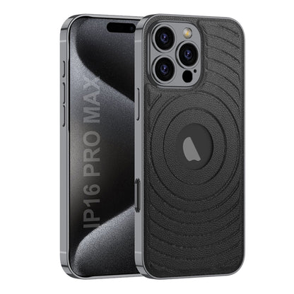 For iPhone 16 Pro Max GKK Plating Leather Wave MagSafe Phone Case(Black) by GKK