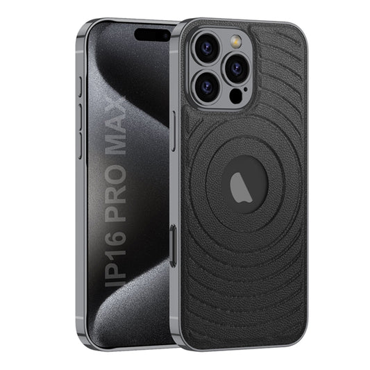 For iPhone 16 Pro Max GKK Plating Leather Wave MagSafe Phone Case(Black) by GKK