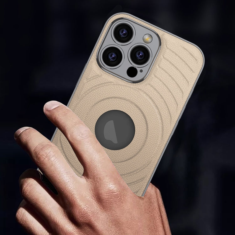 For iPhone 16 Pro Max GKK Plating Leather Wave MagSafe Phone Case(Copper) by GKK