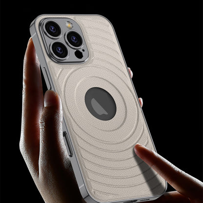 For iPhone 16 Pro Max GKK Plating Leather Wave MagSafe Phone Case(Titanium Gray) by GKK