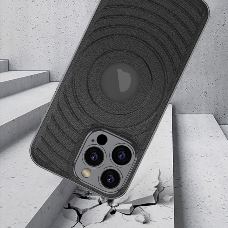 For iPhone 16 Pro Max GKK Plating Leather Wave MagSafe Phone Case(Titanium Gray) by GKK