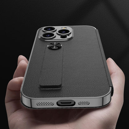 For iPhone 16 Pro Max GKK Plating Phantom Flip Leather MagSafe Phone Case(Carbon Fiber) by GKK