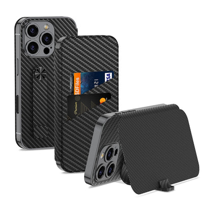 For iPhone 16 Pro GKK Plating Phantom Flip Leather MagSafe Phone Case(Carbon Fiber) by GKK
