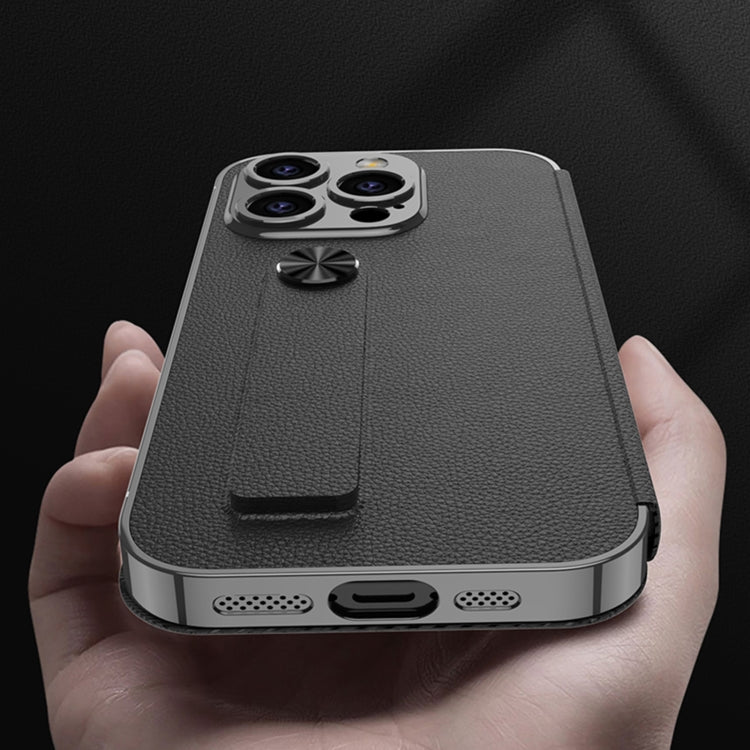 For iPhone 16 Pro GKK Plating Phantom Flip Leather MagSafe Phone Case(Titanium Gray) by GKK