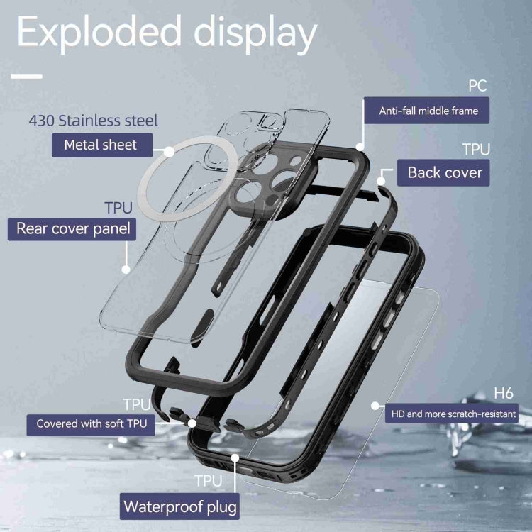 For iPhone 16 Pro RedPepper IP68 Waterproof Triple-proof MagSafe Phone Case(Black) by RedPepper