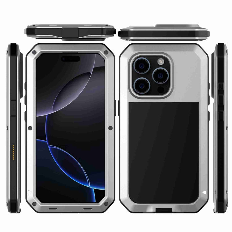 For iPhone 16 Pro Max RedPepper Triple-proof Metal Phone Case(Silver) by RedPepper