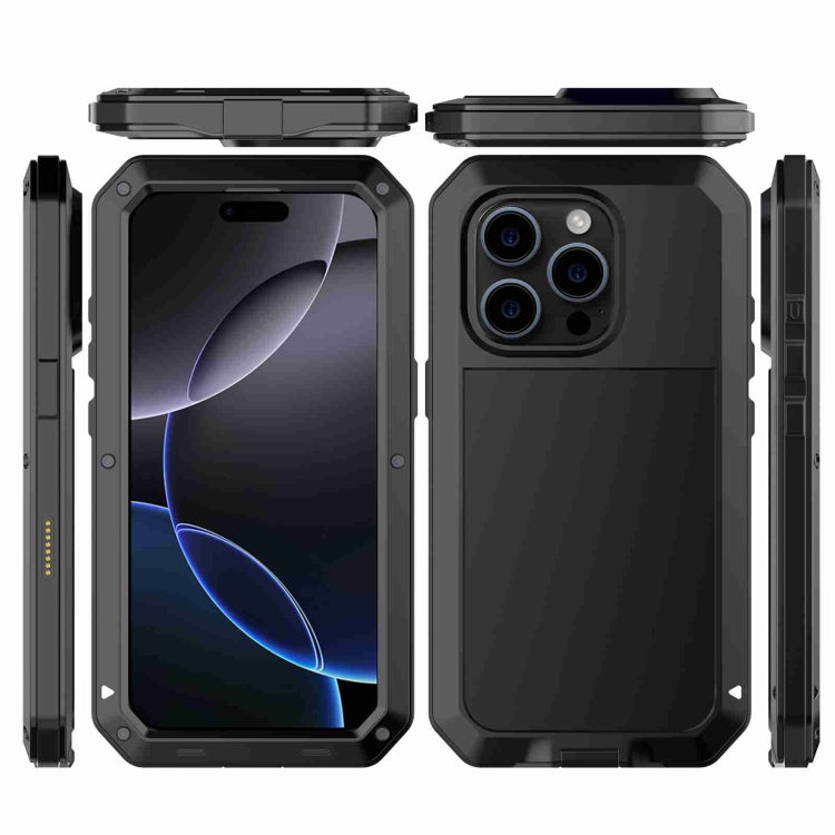 For iPhone 16 Pro RedPepper Triple-proof Metal Phone Case(Black) by RedPepper