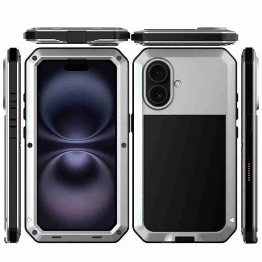 For iPhone 16 Plus RedPepper Triple-proof Metal Phone Case(Silver) by RedPepper