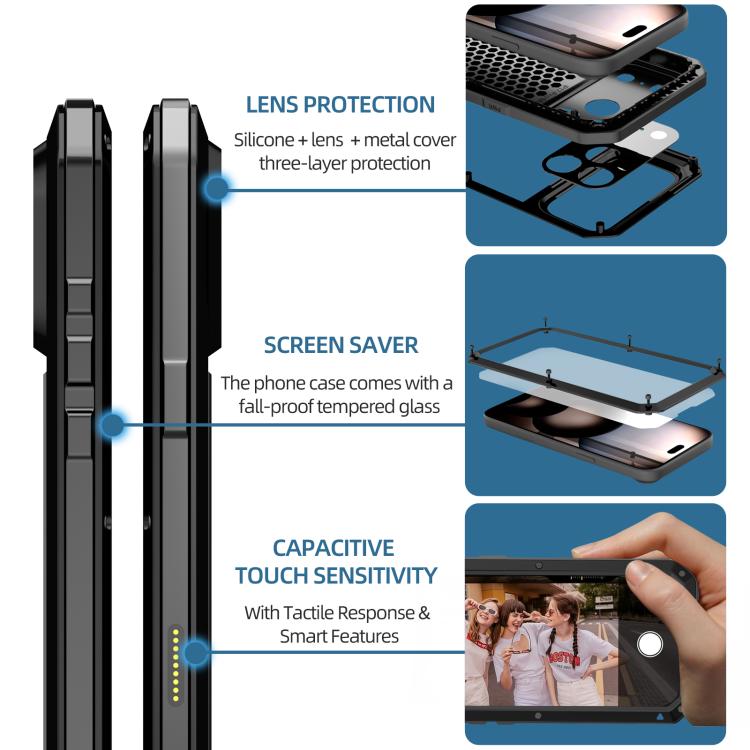 For iPhone 17 Pro Max RedPepper Triple-proof Metal Phone Case(Black) by RedPepper