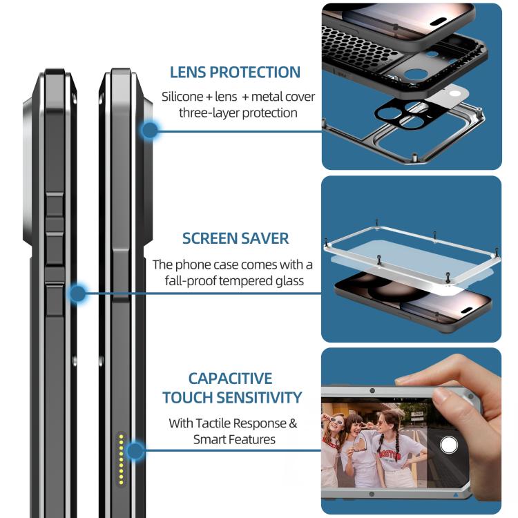 For iPhone 17 Pro RedPepper Triple-proof Metal Phone Case(Silver) by RedPepper