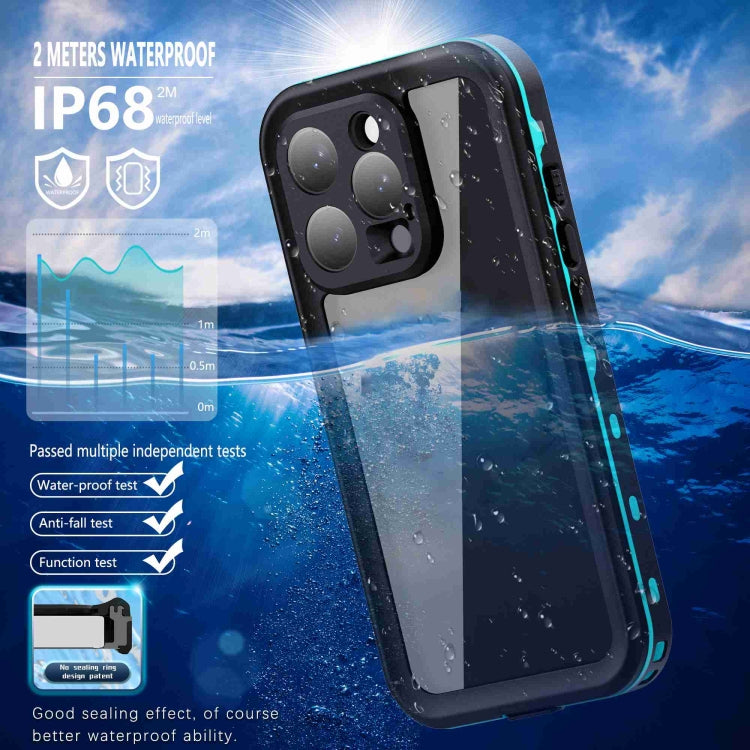 For iPhone 16 Pro Max RedPepper Transparent Dot IP68 Waterproof Triple-proof Phone Case(Black Blue) by RedPepper