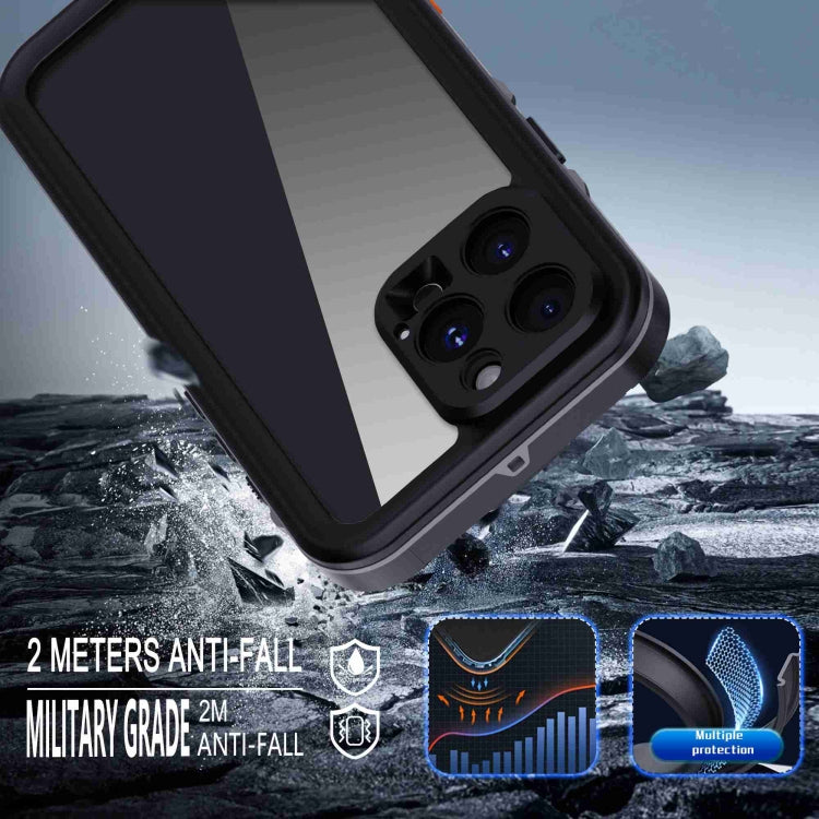 For iPhone 16 Pro Max RedPepper Transparent Dot IP68 Waterproof Triple-proof Phone Case(Black Dark Grey) by RedPepper