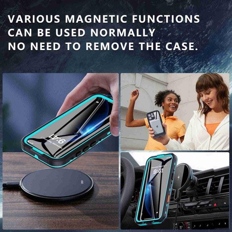 For iPhone 16 Pro RedPepper Transparent Dot IP68 Waterproof Triple-proof Phone Case(Black Blue) by RedPepper