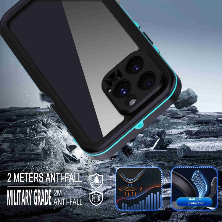 For iPhone 16 Pro RedPepper Transparent Dot IP68 Waterproof Triple-proof Phone Case(Black Blue) by RedPepper