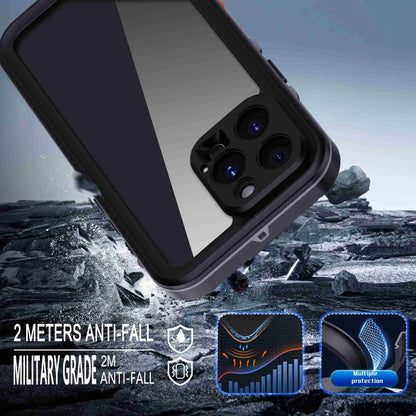 For iPhone 16 Pro RedPepper Transparent Dot IP68 Waterproof Triple-proof Phone Case(Black Dark Grey) by RedPepper