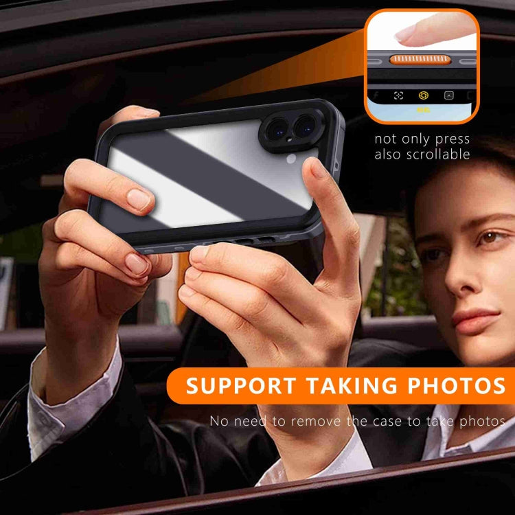 For iPhone 16 Plus RedPepper Transparent Dot IP68 Waterproof Triple-proof Phone Case(Black Dark Grey) by RedPepper