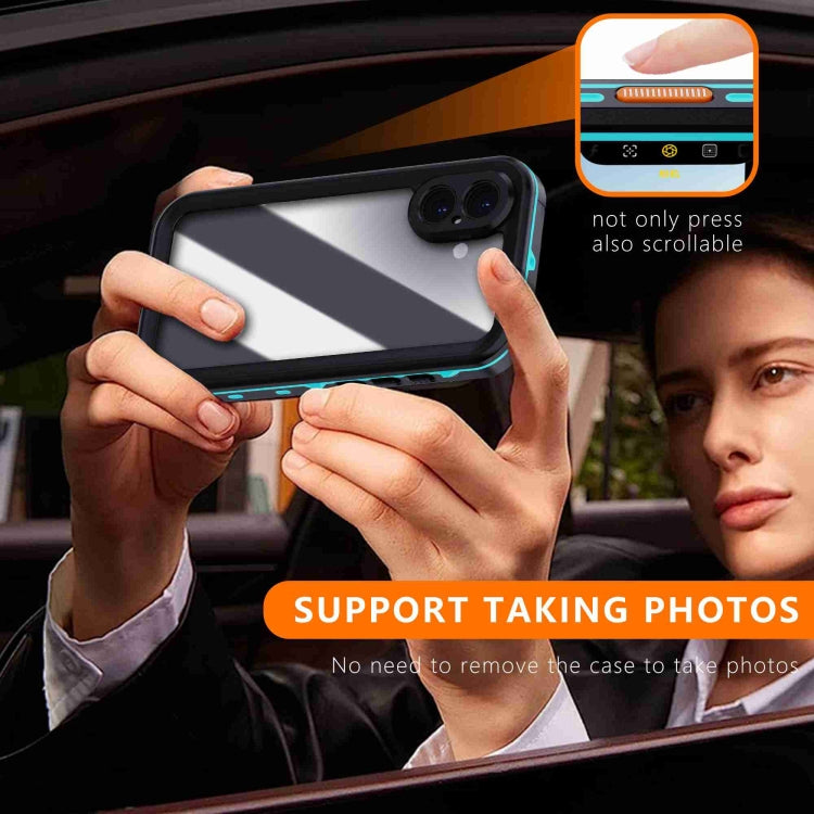 For iPhone 16 RedPepper Transparent Dot IP68 Waterproof Triple-proof Phone Case(Black Blue) by RedPepper